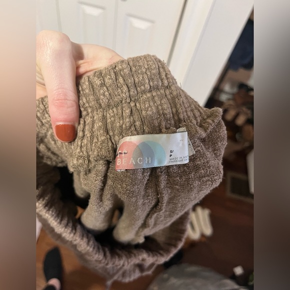 FP Beach Oasis Textured Pull On Drawstring Shorts Brown Small - Picture 3 of 4